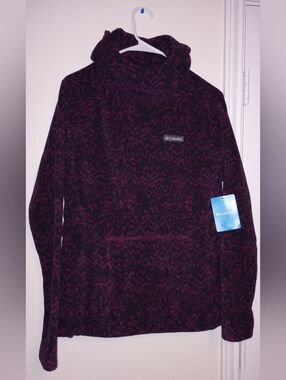 Columbia  Women's Pink & Black  Peak Hooded Fleece Sweater Size L